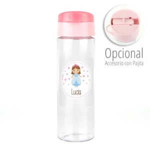 Botella Princesa Rosa 600ml personalizada