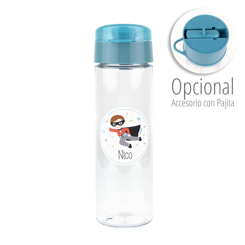 Botella Superhéroe Azul 600ml personalizada Botella Superhéroe Azul 600ml personalizada