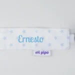 Broche Pinza Madera Textil Estrellitas Corazón Azul Personalizado