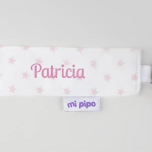Broche Pinza Madera Textil Estrellitas Corazón Rosa Personalizado