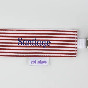 Broche Pinza Madera Textil Rayitas Corazón Blanco Personalizado