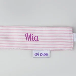 Broche Pinza Madera Textil Rayitas Corazón Rosa Personalizado