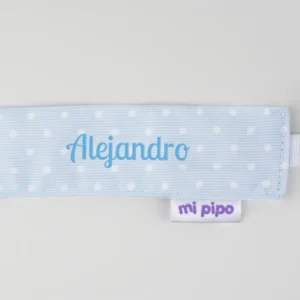 Broche Pinza Madera Textil Topitos Corazón Azul Personalizado