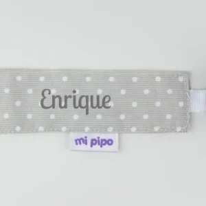 Broche Pinza Madera Textil Topitos Corazón Gris Personalizado