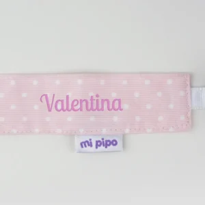 Broche Pinza Madera Textil Topitos Corazón Rosa Personalizado