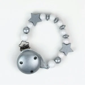 Cadenita de Madera Estrellas Plata Blanco