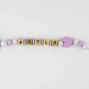 Cadenita de madera personalizada corazón rosa