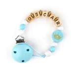 Cadenita de madera personalizada corona azul