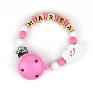 Cadenita de madera personalizada nube rosa