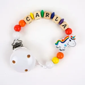 Cadenita de madera personalizada unicornio multicolor