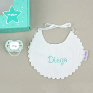 Cajita Baby Babero Menta Personalizada