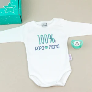 Cajita Divertida Body + Chupete 100% Papá-Mamá Menta