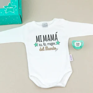 Cajita Divertida Body + Chupete Mi Mamá es la mejor del mundo Menta Cajita Divertida Body + Chupete Mi Mamá es la mejor del mundo Menta