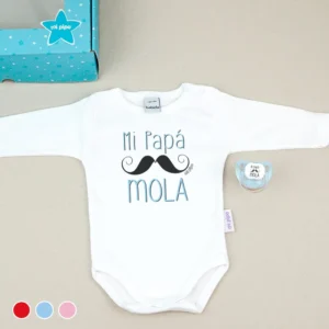 Cajita Divertida Body + chupete Mi Papá Mola Rojo, Azul o Rosa Cajita Divertida Body + chupete Mi Papá Mola Rojo, Azul o Rosa