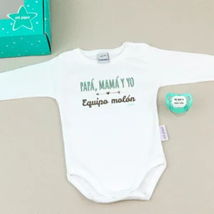 Cajita Divertida Body + Chupete Papá, Mamá y yo equipo molón Menta Cajita Divertida Body + Chupete Papá, Mamá y yo equipo molón Menta