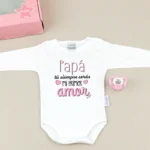 Cajita Divertida Body + Chupete Papá, tu siempre serás mi primer amor Rosa
