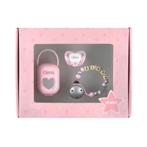 Cajita My Baby CHIC Rosa Personalizada (cajita portachupetes blanca)