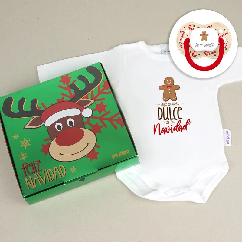 Cajita Navidad Body + Chupete New Classic Beige Bastones Galleta Dulce Navidad Cajita Navidad Body + Chupete New Classic Beige Bastones Galleta Dulce Navidad