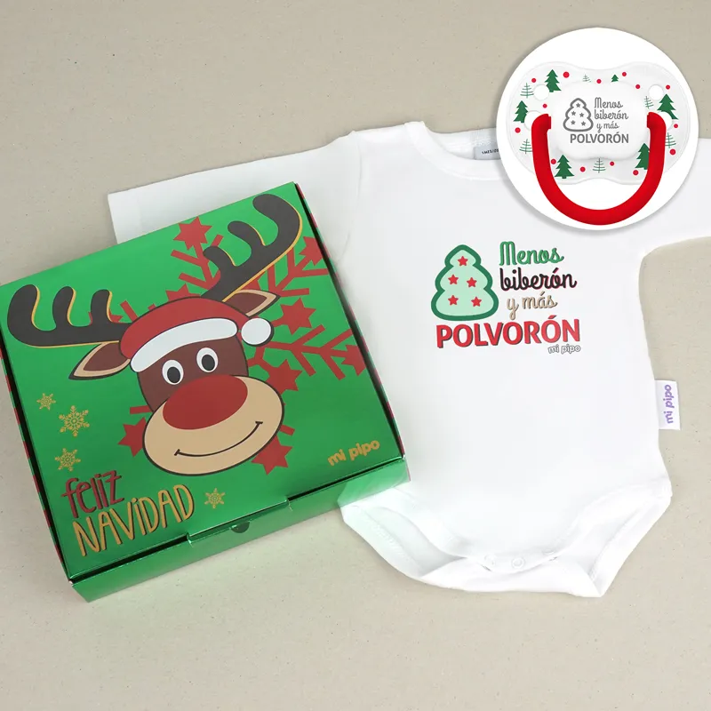 Cajita Navidad Body + Chupete New Classic Blanco Árboles Verdes Menos Biberón y Más Polvorón Cajita Navidad Body + Chupete New Classic Blanco Árboles Verdes Menos Biberón y Más Polvorón