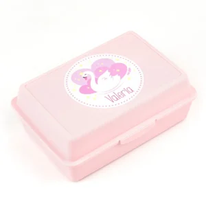 Cajita Porta Alimentos Cisne Rosa personalizada