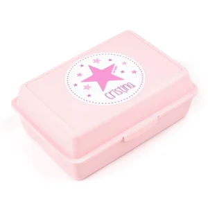 Cajita Porta Alimentos Estrella Rosa personalizada