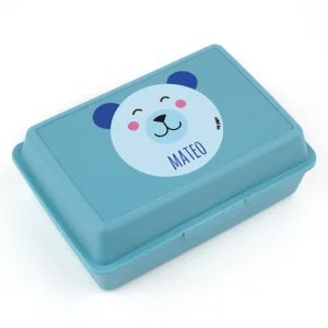 Cajita Porta Alimentos Osito Azul personalizada