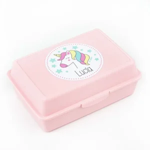 Cajita Porta Alimentos Unicornio Rosa personalizada