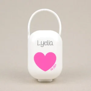 Cajita Portachupetes Deco Corazón Fucsia Personalizada