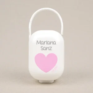 Cajita Portachupetes Deco Corazón Rosa Personalizada