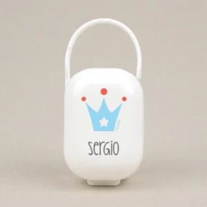 Cajita Portachupetes Deco Corona Azul Personalizada