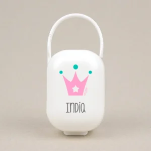 Cajita Portachupetes Deco Corona Rosa Personalizada