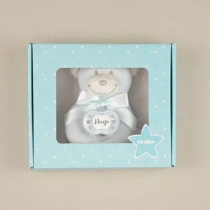 Cajita Sonajero Osito Azul Personalizada