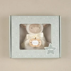 Cajita Sonajero Ovejita Beige Personalizada