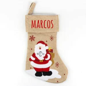 Calcetín Premium Yute Navidad Papá Noel personalizado