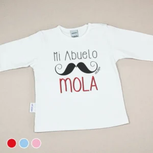Camiseta o Sudadera Bebé y Niño/a Mi Abuelo Mola bigote Rojo, Azul o Rosa