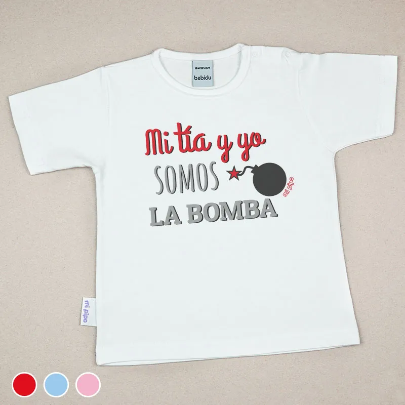 Camiseta o Sudadera Bebé y Niño/a Mi Tía y Yo somos la bomba Camiseta o Sudadera Bebé y Niño/a Mi Tía y Yo somos la bomba