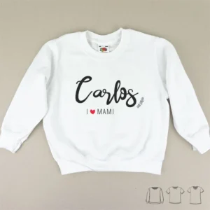 Camiseta o Sudadera Bebé y Niño/a (Nombre) I love Mami pincelada