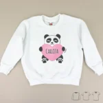 Camiseta o Sudadera Bebé y Niño/a Nombre Personalizada Panda Corazón Rosa