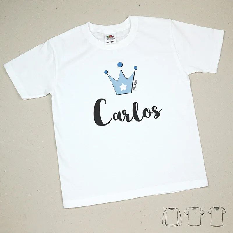 Camiseta o Sudadera Bebé y Niño/a Personalizada Corona Azul Camiseta o Sudadera Bebé y Niño/a Personalizada Corona Azul