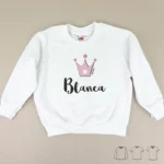 Camiseta o Sudadera Bebé y Niño/a Personalizada Corona Rosa