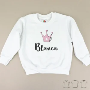Camiseta o Sudadera Bebé y Niño/a Personalizada Corona Rosa