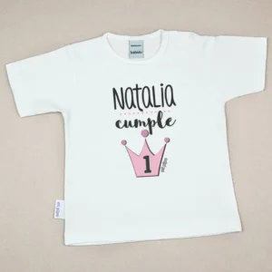 Camiseta o Sudadera Bebé y Niño/a Personalizada Cumpleaños Corona Rosa