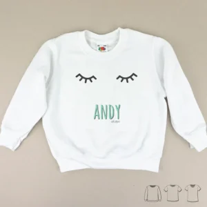 Camiseta o Sudadera Bebé y Niño/a Personalizada Pestañas Menta
