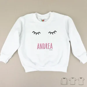 Camiseta o Sudadera Bebé y Niño/a Personalizada Pestañas Rosa