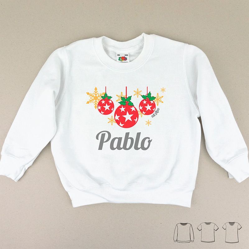 Camiseta o Sudadera Navideña personalizada bolas Navidad Camiseta o Sudadera Navideña personalizada bolas Navidad