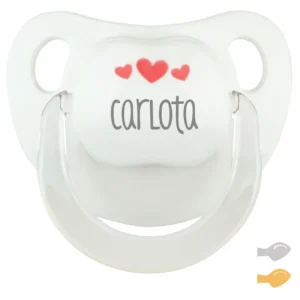 Chupete Baby Deco Blanco Corazones Rojo Personalizado Chupete Baby Deco Blanco Corazones Rojo Personalizado