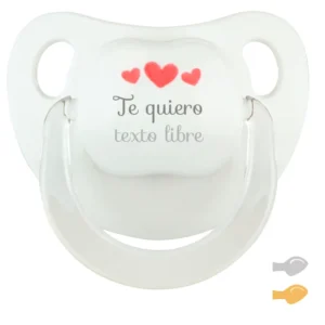 Chupete Baby Deco Blanco Corazones Rojo Te Quiero texto libre Chupete Baby Deco Blanco Corazones Rojo Te Quiero texto libre