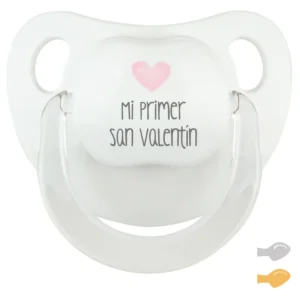 Chupete Baby Deco Blanco-Rosa Mi primer San Valentín