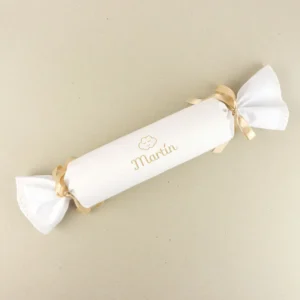 Cojín Antivuelco Caramelo Blanco y Beige Personalizado, dibujo opcional