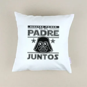 Cojín cuadrado piqué Nuestro primer día del Padre juntos Darth Vader
